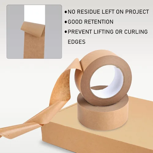 Vista 6 de WANBAO 1 Rollo de Cinta de Papel Kraft Marrón 2 Pulgadas x 55 Yardas para Cajas de Embalaje, Sellado de Cajas de Cartón, Uso de Embalaje