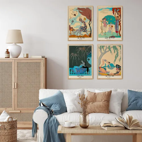 Vista 5 de Carteles de astrología para estética de habitación, decoración de pared de 4 elementos, decoración de habitación de aire y tierra, fuego y agua