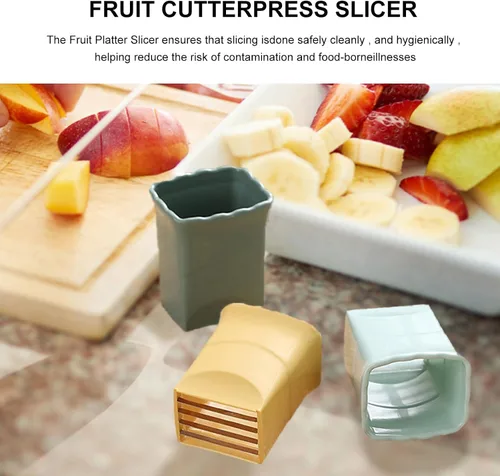 Vista 5 de 3 piezas de tazas de frutas y 1 pelador, cortador de taza, cortador de fresa, huevo y plátano, rebanador de plátano, para hacer rápidamente ensalada