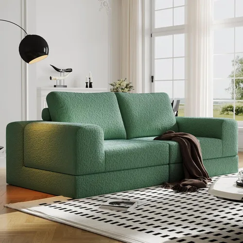 Vista 10 de Sofá seccional modular en forma de nube, sofá modular de combinación DIY para sala de estar, sofás de asiento de amor tejidos únicos con 2