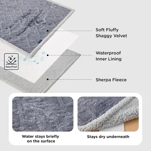 Vista 2 de Bedsure - Mantas impermeables para perros para la cama - Manta para mascotas para cama y sofá lavable, manta de forro polar de jacquard para gatos
