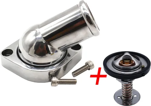 Vista 6 de Carcasa de termostato de cuello de agua giratoria pulida de 45° compatible con motor Chevrolet LS LS1 LS2 LS7 Compatible con C-hevrolet LS Engine