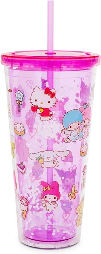 Vista 10 de Silver Buffalo Sanrio Hello Kitty and Friends - Taza de plástico para carnaval con tapa resistente a derrames y popote reutilizable, capacidad