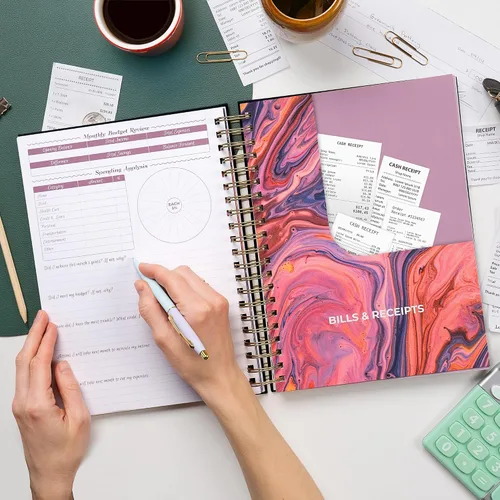 Vista 6 de GoGirl Planificador de presupuesto y organizador mensual de facturas, libro financiero mensual con bolsillos. Cuaderno de seguimiento de gastos