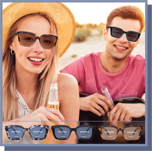 Vista 3 de HIYANJN Gafas de sol bifocales para mujeres y hombres, paquete de 3 lentes de sol de lectura, lentes de sol cuadrados con protección UV 400, bisagra