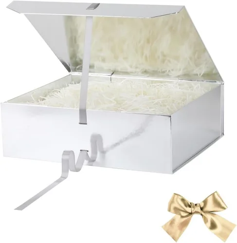 Vista 37 de GoooodGift Caja de regalo grande azul, 1 paquete de 13.5 x 11 x 5.3 pulgadas, caja de regalo de lujo para regalos con tapa de cierre magnético