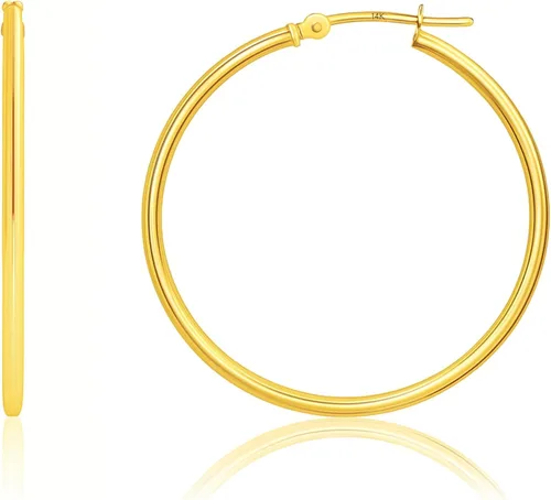 Vista 25 de Solid 10K or 14K Gold 12MM to 50MM Hoop Earrings for Women 10K oro blanco