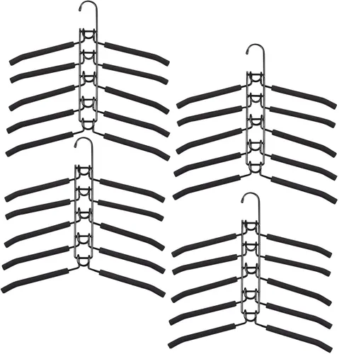 Vista 7 de Perchas de ropa que ahorran espacio: 2 paquetes 5 en 1 perchas multicapa antideslizantes de espuma acolchada resistente gruesa percha organizadores