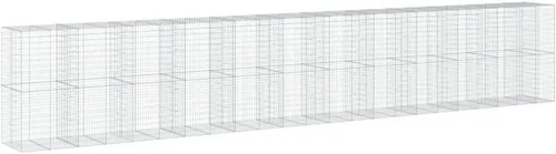 Vista 118 de vidaXL Cesta de gavión con tapa, 39.4 x 19.7 x 39.4 pulgadas, hierro galvanizado rectangular, resistente a la intemperie, montaje sin herramientas