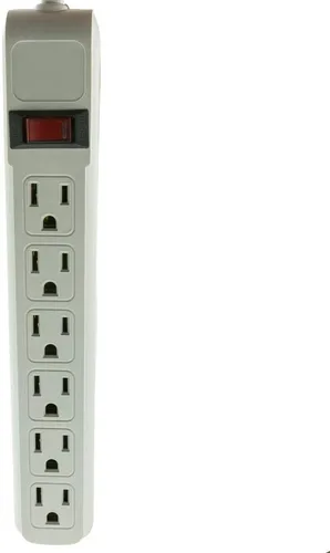 Vista 4 de ACL Cable de alimentación de 4 pies con protector de sobretensiones de 6 tomas, enchufe giratorio plano, enchufes horizontales, gris, paquete de 1