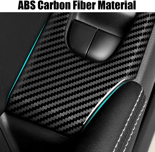 Vista 4 de XITER 4 piezas ABS de fibra de carbono para interior de automóvil, cubierta de panel de control de ventana de puerta de automóvil, moldura