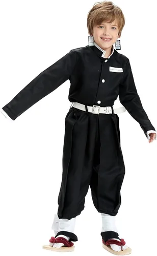 Vista 4 de Kamado Tanjirou - Disfraz de cosplay para niños kimono uniforme de anime con aretes