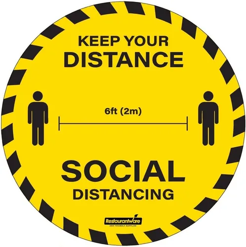 Vista 4 de Restaurantware RW Smart - Calcomanía de 20 x 5 pulgadas para suelo de distancia social, 1 adhesivo de distancia de 6 pies de distancia, Verde