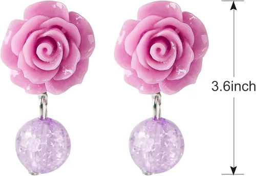 Vista 6 de Vestido de disfraz de princesa para niñas con clip morado clip de flores para el cabello accesorios de cosplay para Halloween