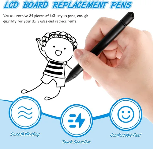 Vista 3 de 24 bolígrafos de repuesto para lápiz capacitivo LCD, para tableta de escritura LCD, bloc de dibujo, tablones de mensajes para niños y adultos