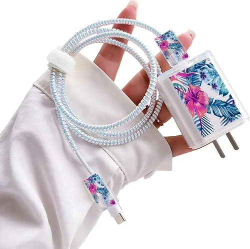 Vista 8 de Lindos protectores de cable para iPhone Funda de carga bonita elegante patrón de mariposas azules diseño único cable de datos cargador de línea