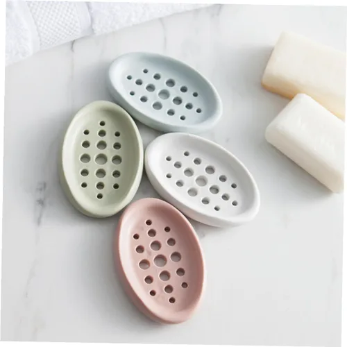 Vista 5 de Zerodeko Caja de jabón ovalada de silicona para jabón de lavandería y escurridor de cepillos para ducha y baño