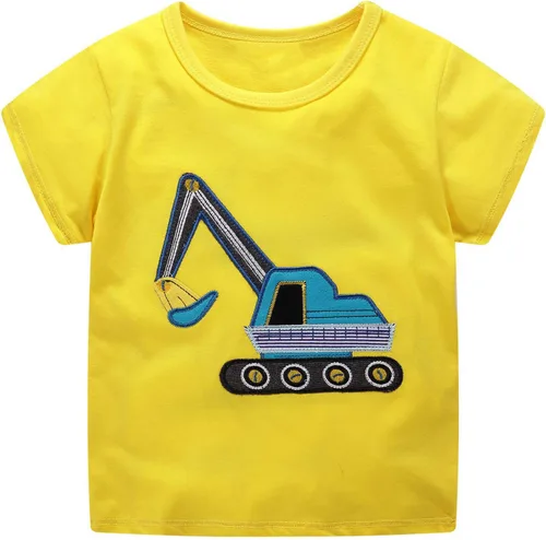 Vista 3 de Camisetas de manga corta para niños pequeños, camisetas de algodón con gráfico casual con cuello redondo para verano