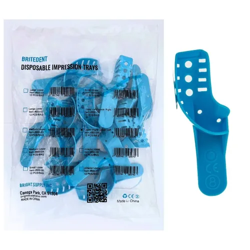 Vista 16 de Bandejas de impresión dental perforadas sin látex desechables bolsa de 12 piezas (#1 grande superior)