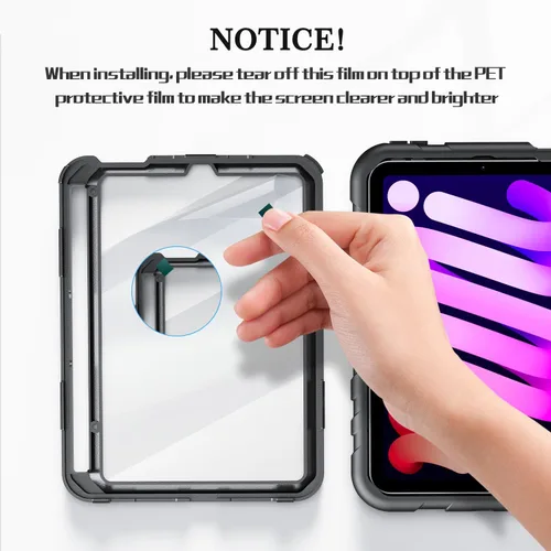 Vista 3 de Funda para iPad mini 7 A17 Pro/iPad mini 6 de 8.3 pulgadas, funda para iPad mini de 7ª/6ª generación (2024/2021) con soporte para lápiz/soporte