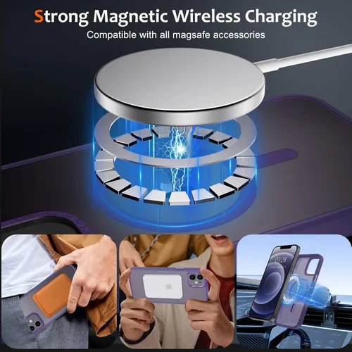 Vista 1133 de Anuck - Funda magnética para iPhone 11 compatible con MagSafe, carcasa trasera mate translúcida dura, borde de TPU, delgada, resistente a impactos