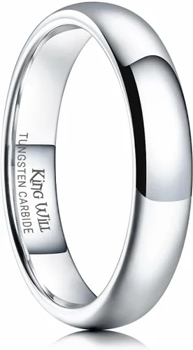 Vista 105 de King Will Alianza de boda de carburo de tungsteno para hombres y mujeres, anillos de promesa para parejas abovedados de alto pulido