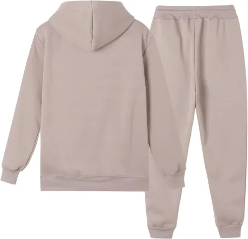 Vista 2 de CHAIRAY Conjunto deportivo unisex de 2 piezas con capucha para mujer 01Albaricoque