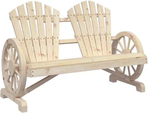 Vista 2 de Garden Adirondack Chair, 2-Seater Solid Fir Wood, Natural Brown Finish, Ergonomic Outdoor Patio Seating, Balcony Furniture