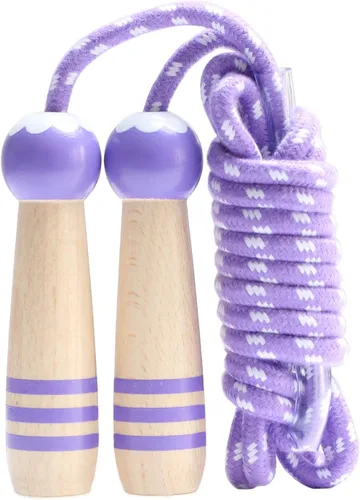 Vista 11 de Cuerda de Saltar para Niños, Cuerda de Saltar Ajustable de 7 Pies de Algodón con Mango de Madera para Niños y Niñas, Ejercicio al Aire Libre