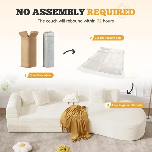 Vista 5 de Sofá modular modular de 126 pulgadas, moderno sofá curvado de nube con asiento profundo, sofás tapizados de gran tamaño para sala de estar, no Beige