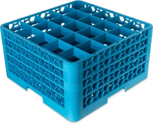 Vista 15 de Carlisle FoodService Products OptiClean Estante de Plástico con 25 Compartimentos para Vasos Divididos, Azul, 8.72