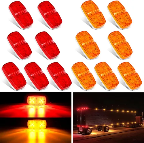 Vista 19 de Nilight Luz de marcador redonda de 3/4 pulgadas, 10 unidades, luz LED ámbar de separación, 2 conectores, indicadores laterales, luces de bala IP68
