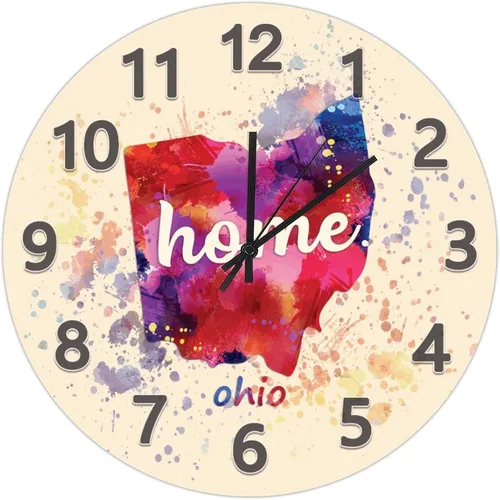 Vista 74 de UFunhome Reloj de pared con mapa del estado de Nevada, acuarela, Estados Unidos, reloj redondo de madera, funciona con pilas, silencioso, sin