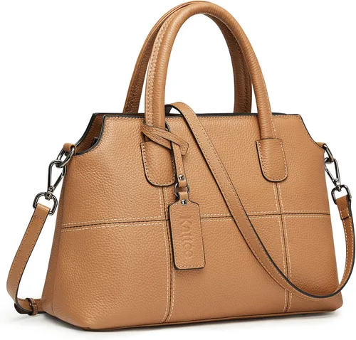Vista 27 de Kattee - Bolsos de piel auténtica para mujer, bolsos de mano suaves para mujer