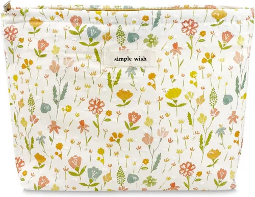 Vista 10 de Bolsa de maquillaje estética grande, bolsas de cosméticos florales para mujeres y niñas, organizador de maquillaje de lona con cremallera, bolsa