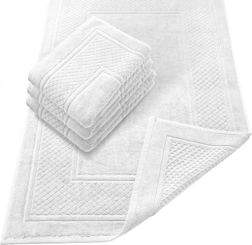 Vista 17 de Avalon Towels Juego de 2 tapetes de baño absorbentes 100% algodón, color beige, tapetes de baño de secado rápido para baños (22 x 34 pulgadas)