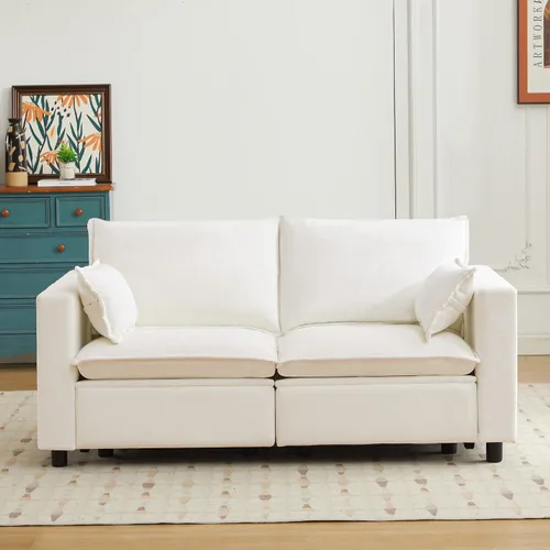 Vista 9 de GUEAPY Sofá reclinable eléctrico, sofá biplaza Cloud Couch, sofás seccionales reclinables color crema de gran tamaño, moderno sofá reclinable