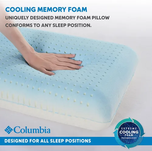 Vista 5 de Columbia Almohada de espuma viscoelástica de gel refrescante, cómoda y de apoyo, con características refrescantes y transpirables, funda extraíble