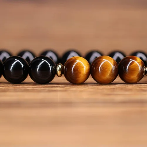 Vista 6 de COAI Hamsa - Pulsera de piedra turmalina negra