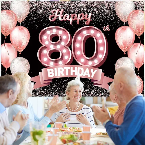 Vista 338 de Cartel de feliz cumpleaños décimo oro rosa, telón de fondo, saludos a 10 años, globos de confeti, decoración temática para niñas de 10 años