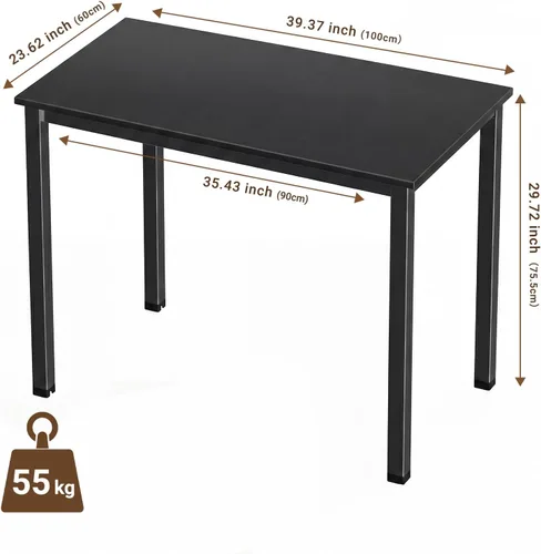 Vista 3 de Escritorio para computadora para espacio pequeño, moderno y simple, escritorio para computadora portátil, escritorio de estudio para oficina en Negro
