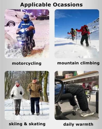 Vista 7 de Rodilleras cálidas impermeables para motocicleta, con cremallera, calentador de piernas, rodilleras térmicas para invierno, protectores de piernas