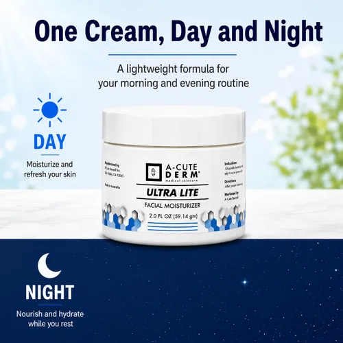 Vista 4 de A-Cute Derm Ultra Lite - Hidratante facial para piel seca Ayuda a suavizar y rehidratar la piel Crema de día y noche (2.0 oz)