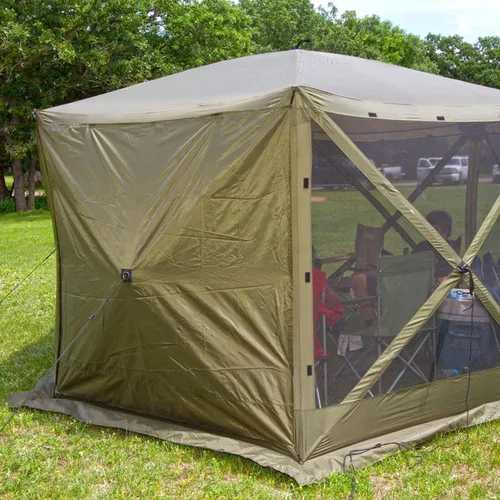 Vista 2 de CLAM Panel de Viento y Sol de Instalación Rápida para Carpa Refugio con Pantalla Escape Sport con Bolsa de Transporte, Solo Accesorio, Verde