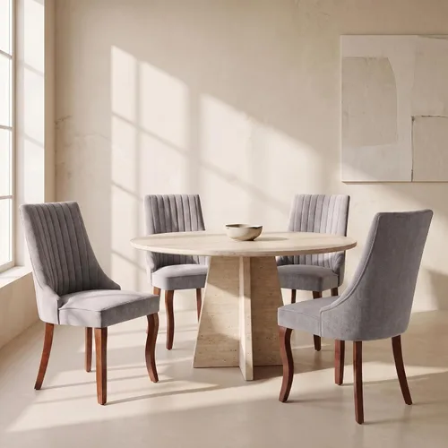 Vista 17 de Sillas de Comedor - Juego de 2 sillas de comedor modernas de mediados de siglo, tapizadas de tela con respaldo alto, sillas de cocina y comedor