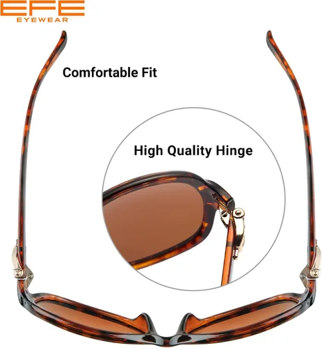 Vista 4 de EFE Gafas de sol polarizadas clásicas de gran tamaño para mujer, marco compuesto TR90, protección UV 400, gafas retro de moda