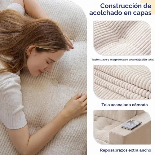 Vista 5 de MAXYOYO Sofá biplaza de 63 pulgadas para espacios pequeños, sofá de nube tapizado sin hueso para apartamento dormitorio, sofá biplaza de 2 plazas