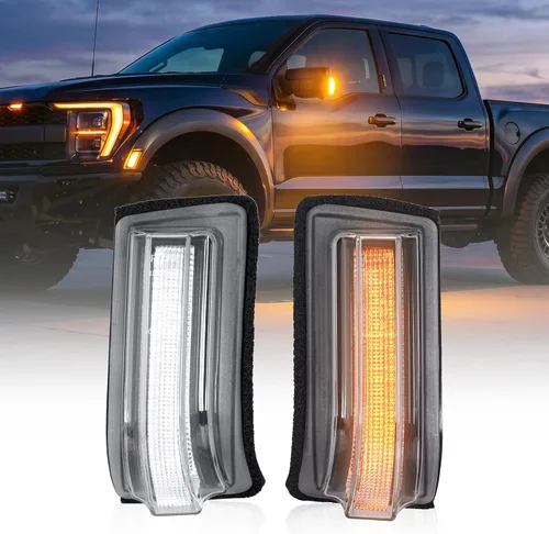 Vista 7 de Luz intermitente LED para espejo lateral compatible con Expedition Navigator 2003 2004 2005 2006, señales de giro secuenciales dinámicas ámbar, kit