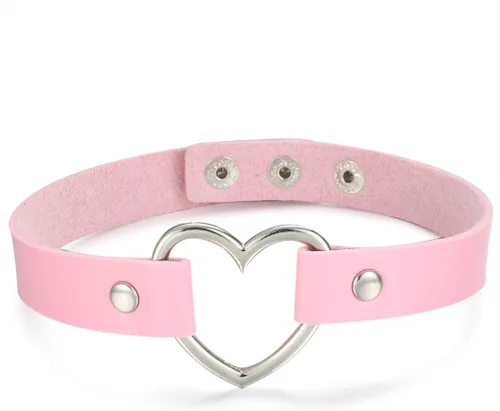Vista 5 de FIBO STEEL 1-4 collares de cuero para mujer, gargantilla de corazón, estilo punk gótico, ajustable