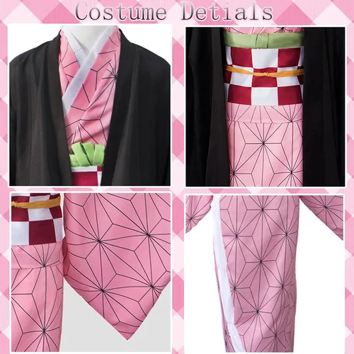 Vista 7 de Deaboat Disfraz de cosplay negro, bata kimono, uniforme con conjunto completo de cosplay para niñas, niños y adultos